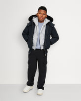 KIDS UNISEX ORIGINAL SHEARLING TRIM BOMBER -NAVY-BLACK