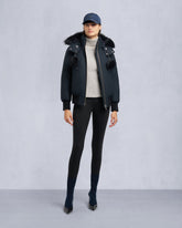ORIGINAL DEBBIE SHEARLING TRIM BOMBER JACKET-NAVY/BLACK