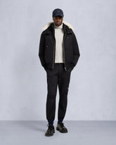 ORIGINAL BALLISTIC SHEARLING TRIM BOMBER JACKET-BLACK/NATURAL
