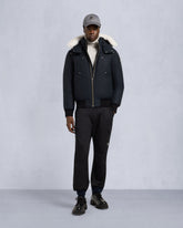ORIGINAL BALLISTIC SHEARLING TRIM BOMBER JACKET-NAVY/NATURAL