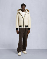 ORIGINAL BALLISTIC SHEARLING TRIM BOMBER JACKET-ALABASTER/BRONZE