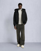 ORIGINAL BALLISTIC SHEARLING TRIM BOMBER JACKET-BLACK/BLACK