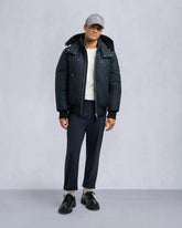 ORIGINAL BALLISTIC SHEARLING TRIM BOMBER JACKET-NAVY/BLACK