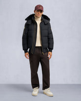 GOLD SERIES NYLUXE STAGG SHEARLING TRIM BOMBER-BLACK/BLACK