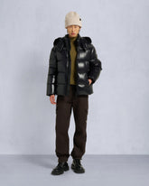 KINGS PUFFER SHEARLING TRIM JACKET-BLACK-BLACK