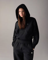 MIXED MEDIA BUNNY HOODIE-BLACK
