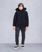 KIDS UNISEX ORIGINAL SHEARLING TRIM PARKA-NAVY-BLACK
