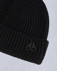 LOGO RIBBED BEANIE-BLACK