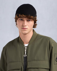 LOGO RIBBED BEANIE-BLACK